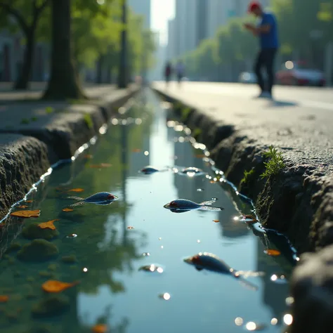 Life on water puddle