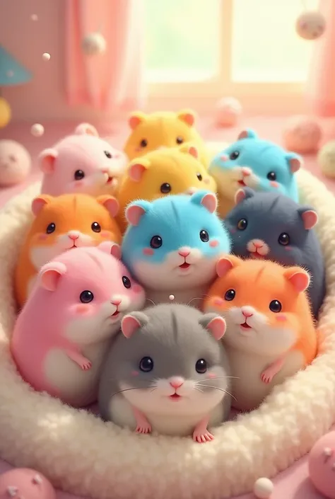 Hamsters in eight different colors