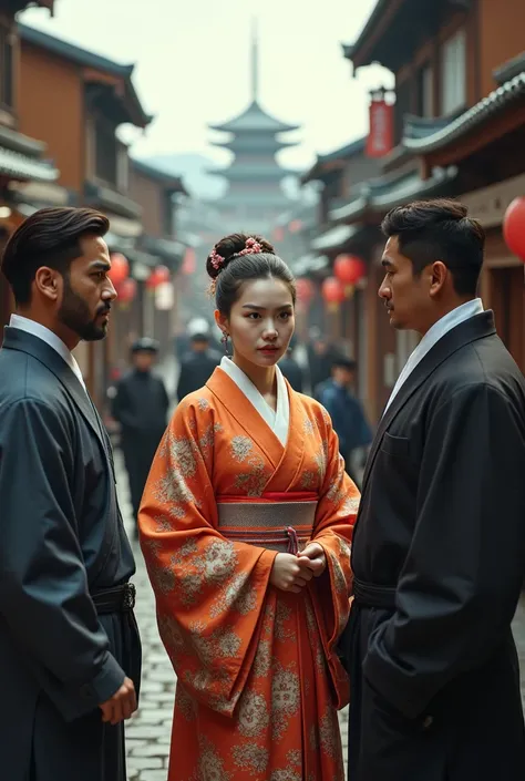 2 man meets 20 year old woman in downtown Kyoto in 1800