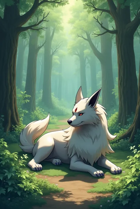 zacian, in forest, pussy, on side,