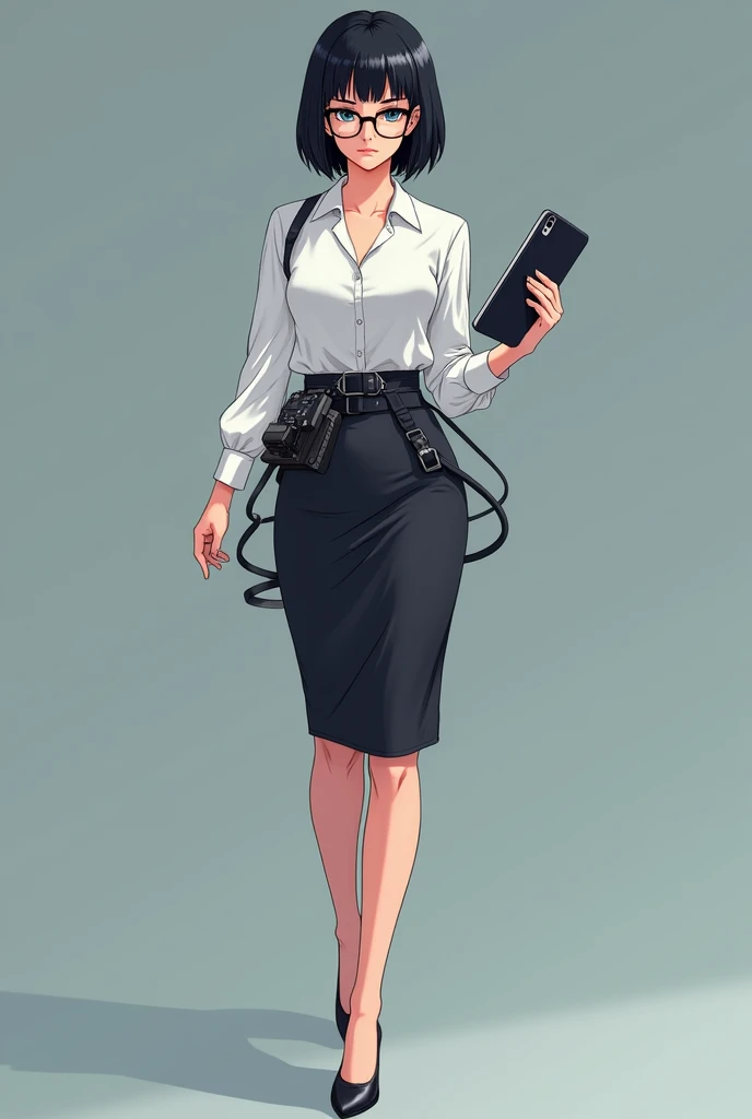 The image shows a character with a look that mixes professional elegance with a scientist or doctor aesthetic.. Let&#39;s analyze every detail of her appearance:

### General appearance:
She is a woman of average height, with a confident and professional p...