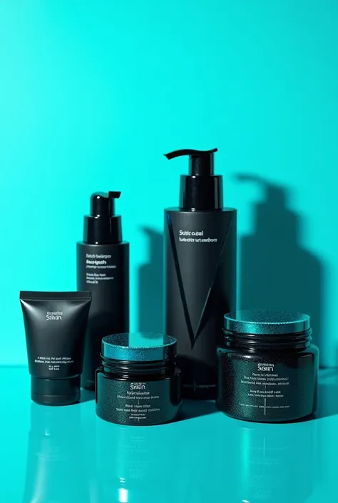 Black and cyan skin care products