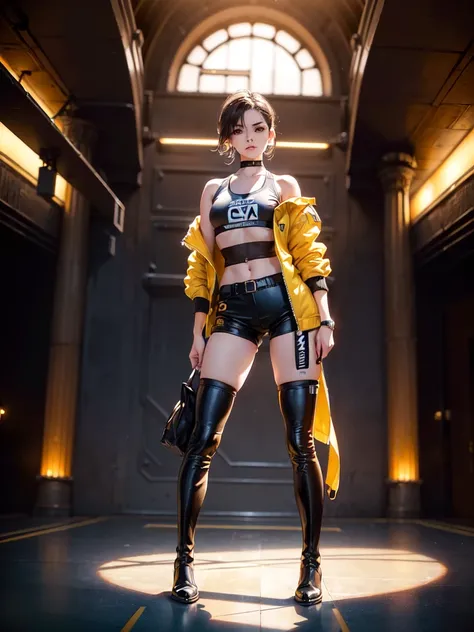 (Top Quality, Masterpiece, 8K, UHD, DSLR, High Quality, High Detailed, High Resolution, 4K, 8K), (SCI-FI, sci-fi Character Design of a 1 young teenage girl, age-16, 1, Full body, standing straight, Short height, view from front, Full-Body, sharp focus on h...