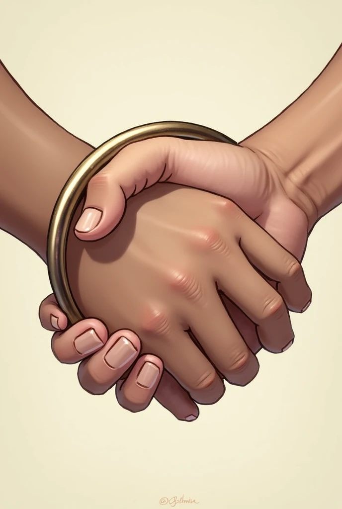 Two hands inside a ring clasping each other