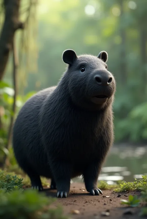 I want a realistic animated black capybara 
