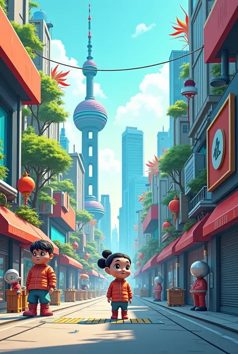 Manufacturing and modern service industries, digital future technology (artificial intelligence), low-carbon, vibrant innovation, and a beautiful vision for the future. Cartoon and doll IP
 Shanghai