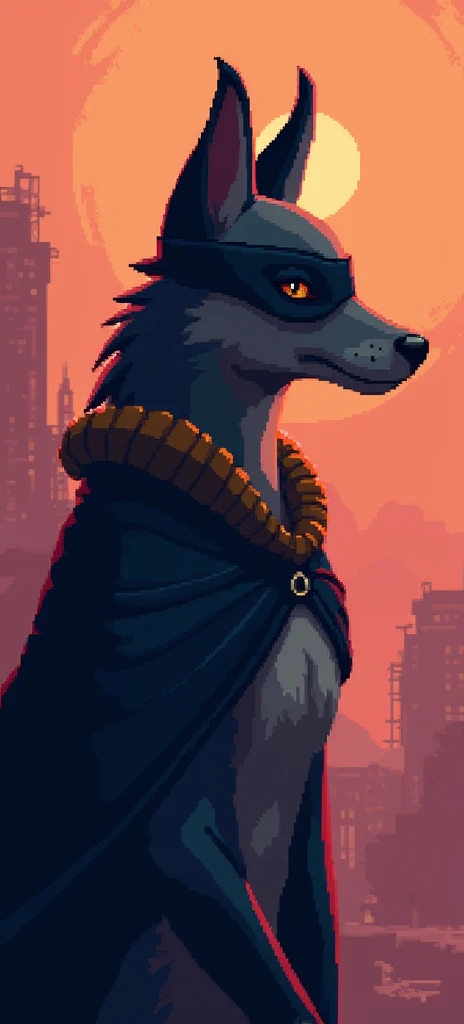 zorro animal pixel art, Beautiful, looking to the right , bottomless