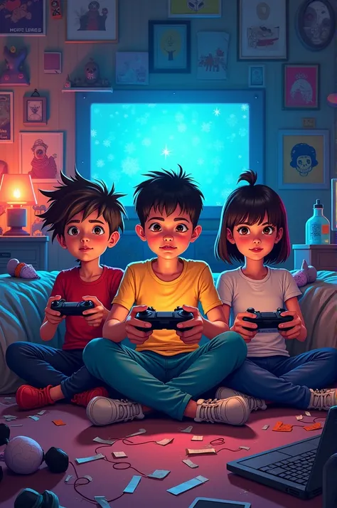 Children playing rebellious video games