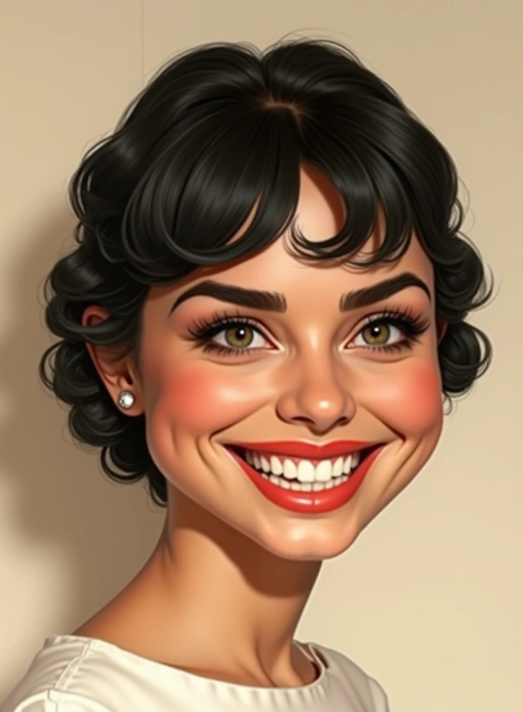 Caricature portrait of a beautiful woman. in the style of Jack Davis, Mort Drucker, and Tom Richmond, heavy black bold outlines, over exaggerated large head, exaggerated expressions, exaggerated proportion, exaggerated anatomy, exaggerated features, 8k, HD...