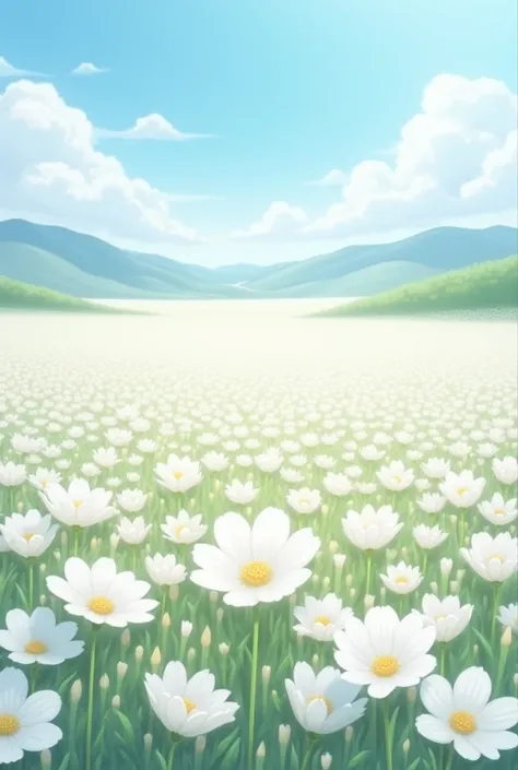 The best image of a field of white flowers