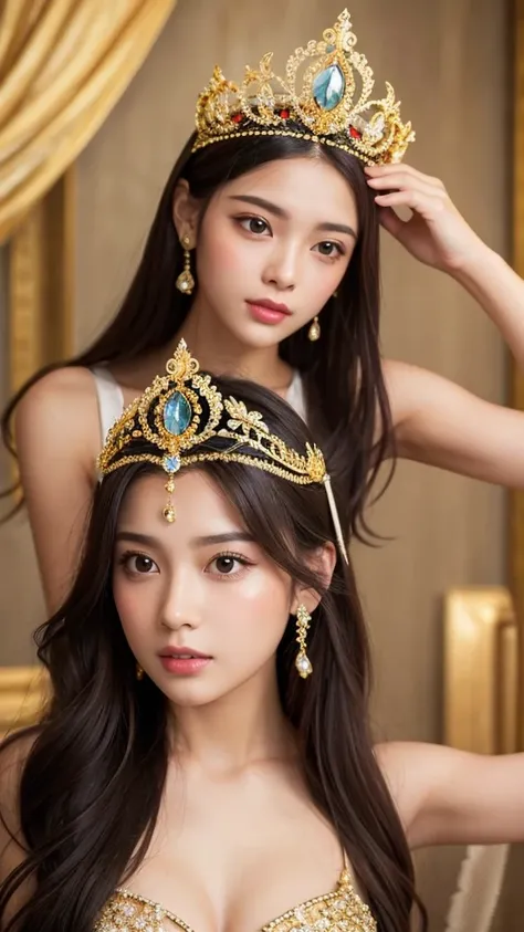 One Goddess　gold　Gorgeous　Tiara on head