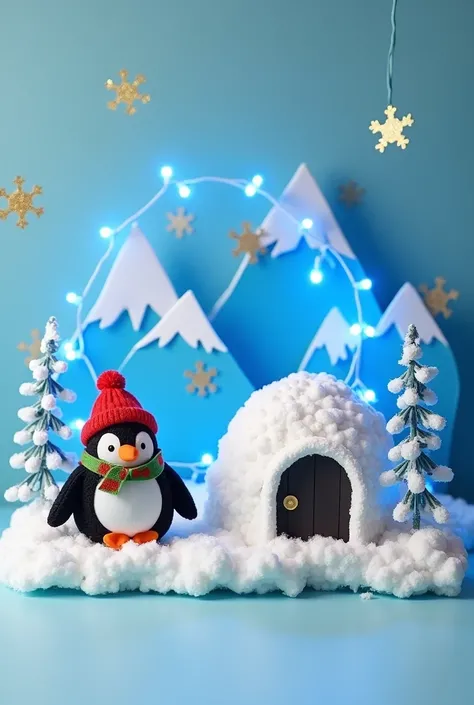 Door to Antarctica Trip with Christmas Penguin Description:
bottom : Use light blue or sky blue paper as a base..
decorations : Draw igloos and snowy mountains using white crumpled paper or cotton to simulate snow.
character : Create a penguin dressed in a...