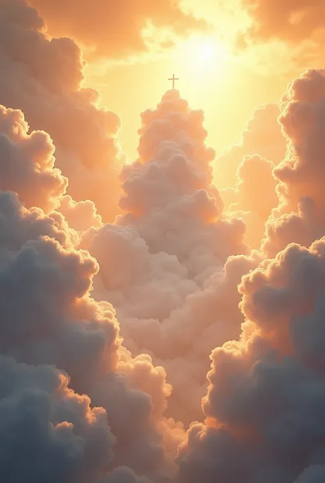 Clouds with throne type come thy kingdom Let there be a white and orange glow in the clouds 