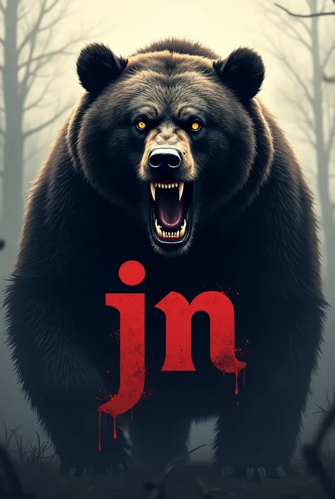 Scary bear logo with name *JN*