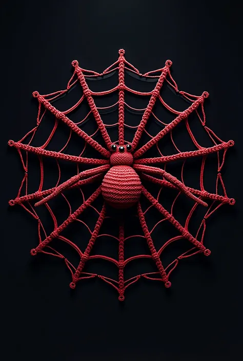 I need a logo for a crochet company, in the background a spider web, In it a circle and inside it a spider( lively)  a combined color of red and black
