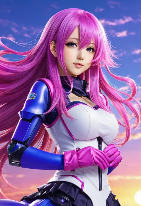 Anime girl with long purple hair and pink gloves, anime manga robot!! Anime Girl, Marin Kitagawa Fan Art, (Anime Girl), Anime Moe Art Style, Anime Style, Anime Best Girl, Anime !!!!!!!!!!!!!!!, Zero Chan Art, Anime Girl, Cute Anime Manga Style, Anime Art S...