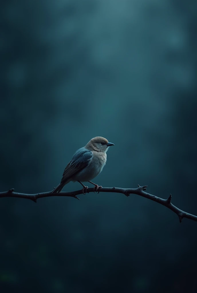 A bird, unrequited love, and a dark blue tone, without any human figures in the image.