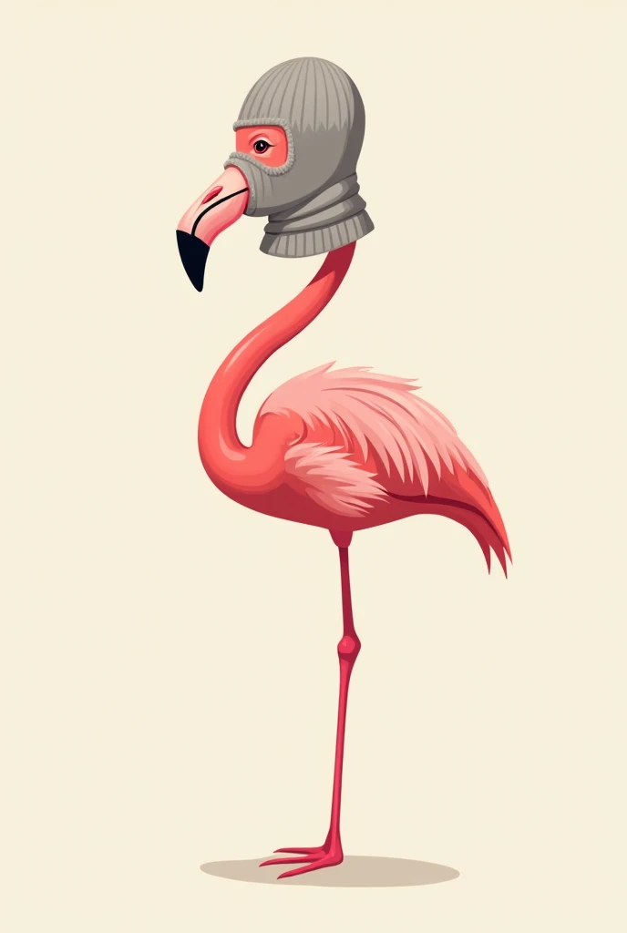 Flamingo drawn with a balaclava on the head