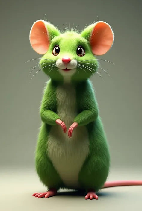 1.65m tall green bodied mouse with a realistic face 