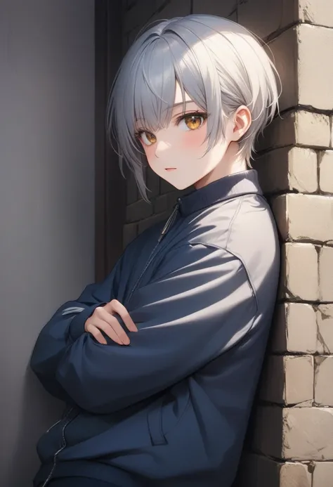 (((absurdres, highres, ultra detailed, HDR, master piece, best quality, extremely detailed, delicated features, noise removal))), one person, 1 boy, cute boy, cute, Age 17, short hair, blunt bangs, silver hair, gold eyes, Kind eyes, beautiful detailed eyes...