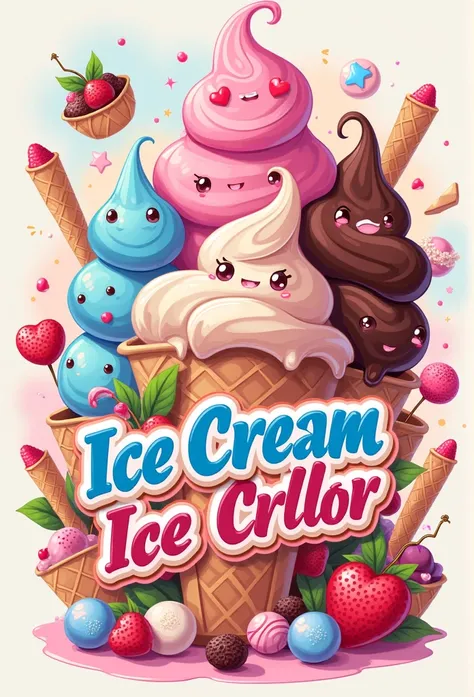 (best quality,ultra-detailed),anime,logo,Ice Geek,ice cream parlor,playful design,colorful,fun characters,sweet treats,creative,whimsical background,cute decorations,anime-inspired illustrations,vibrant colors,cool typography,joyful atmosphere,delicious fl...