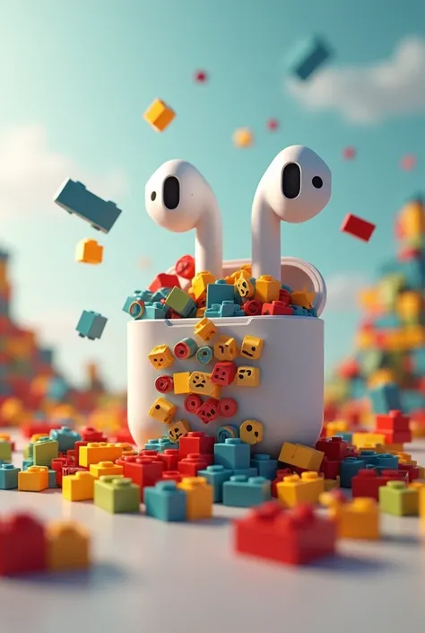 some airpods with lego pieces