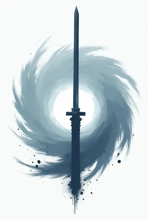 Faction logo with a katana With a hurricane with the colors,light blue gray and white