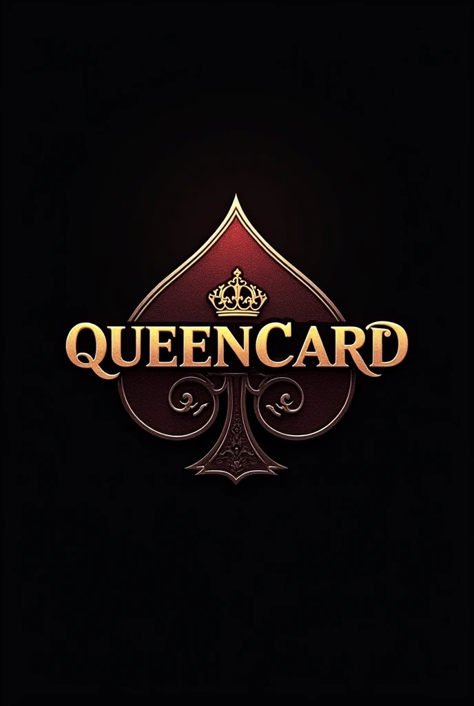 Create a logo in black and dark red, a symbol that refers to feminine power and in the center is the name Queencard