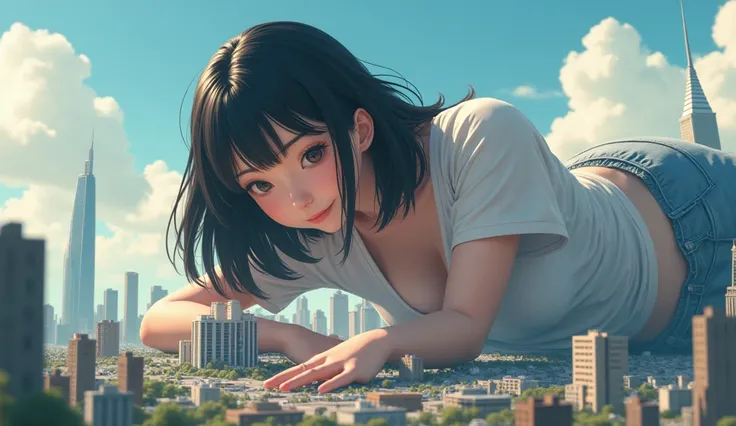 (Japanese Giant girl), (Super Best masterpiece giant girls Raw Photography Art), (16k, Highest quality, Ultra-high resolution, RAW Photos), (It&#39;s so unrealistic., With unparalleled depiction, It&#39;s such an unfathomable sight, An unprecedented and sh...