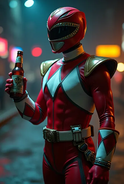 Power Ranger drinking beer