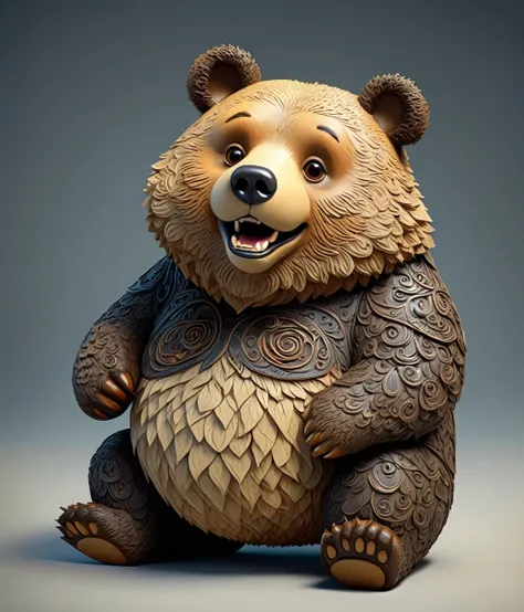 Ralph Bakshi Style, (cute, chubby, male, bear), hires textures, highly detailed, intricate details, best quality, masterpiece