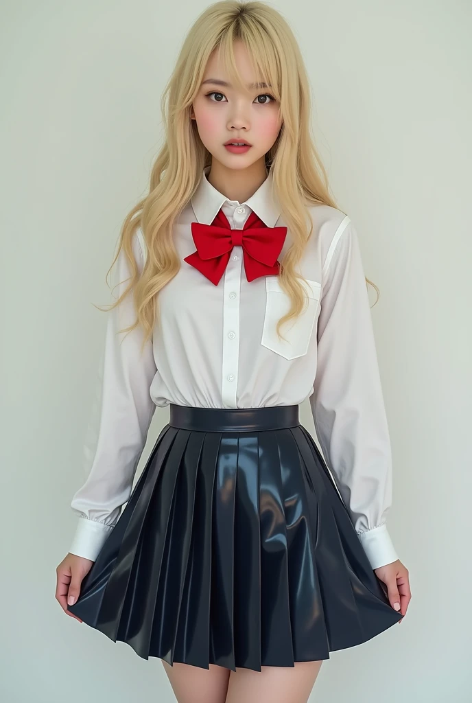 Japanese school uniform woman latex skirt Blonde