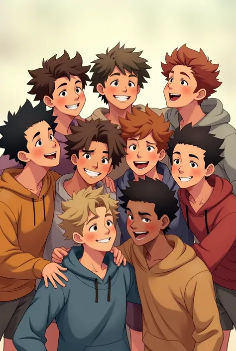 An image of 8 boys
 friends for giving it as matching profile picture