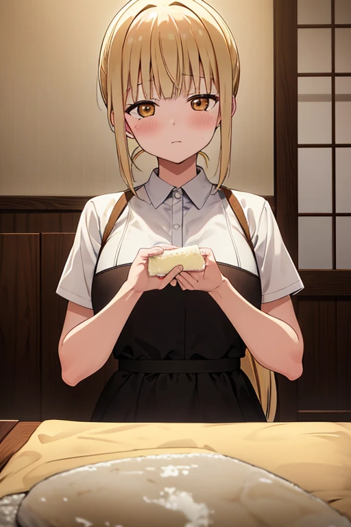 Mahiru shiina, shiina mahiru , Yellow shiny hair,in the room, ultra detailed, ultra resolution, bereaved countenance, nsfw,soap play,I want to cry, Cowboy Shot, ponytail, 