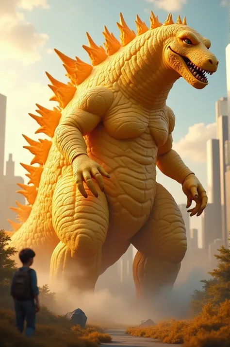 Godzilla made of corn pie