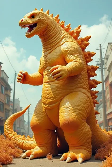 Godzilla made of tender corn empanada