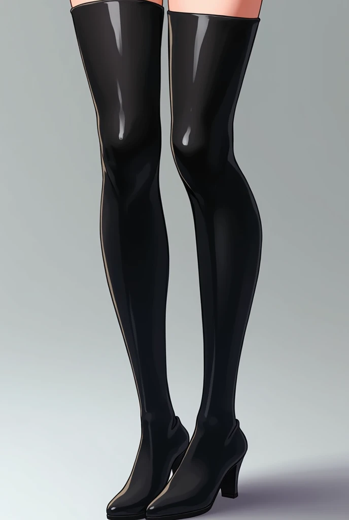 ((quality)), ((art)), ((best)), ((Anime)), ((detailed)), ((boots)), without ((heel)) under the ((feet)), they are made of a ((black synthetic)) material, ((shiny)), ((second skin)) style, the fabric fits perfectly to the shape of the ((legs)), and ((feet))...