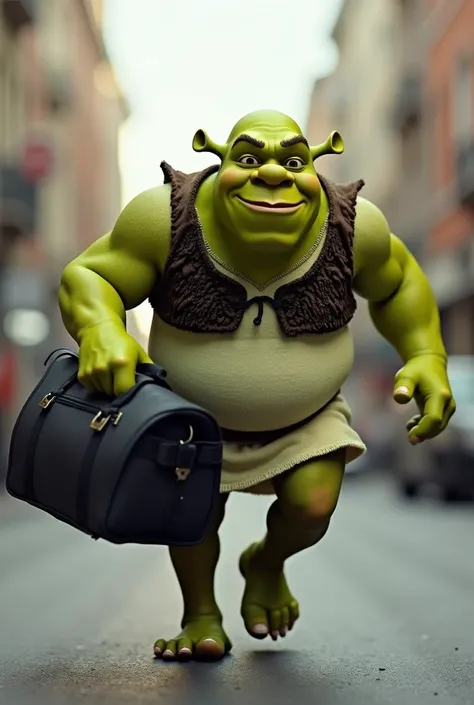 shrek runs with a black thermal bag yandex delivery