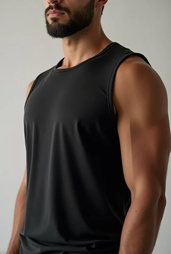 Men&#39;s black tank tops, one front and one side of the same