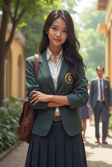 college student wearing uniform of university of perpetual help system dalta striving to live as a perfect student, good child, righteous Christian.