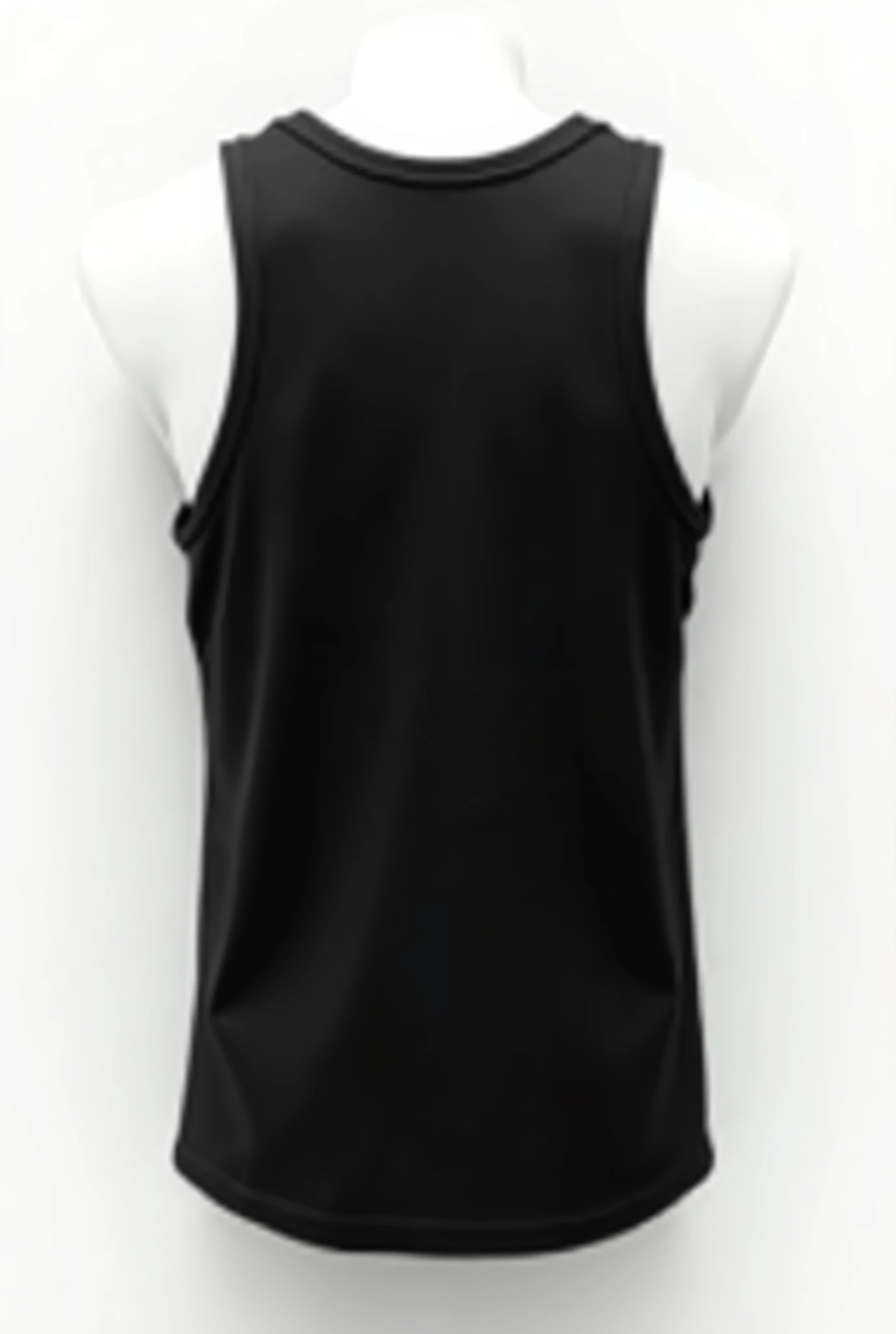 back of a tank top with no pattern just the men&#39;s black shirt flowing on a white background