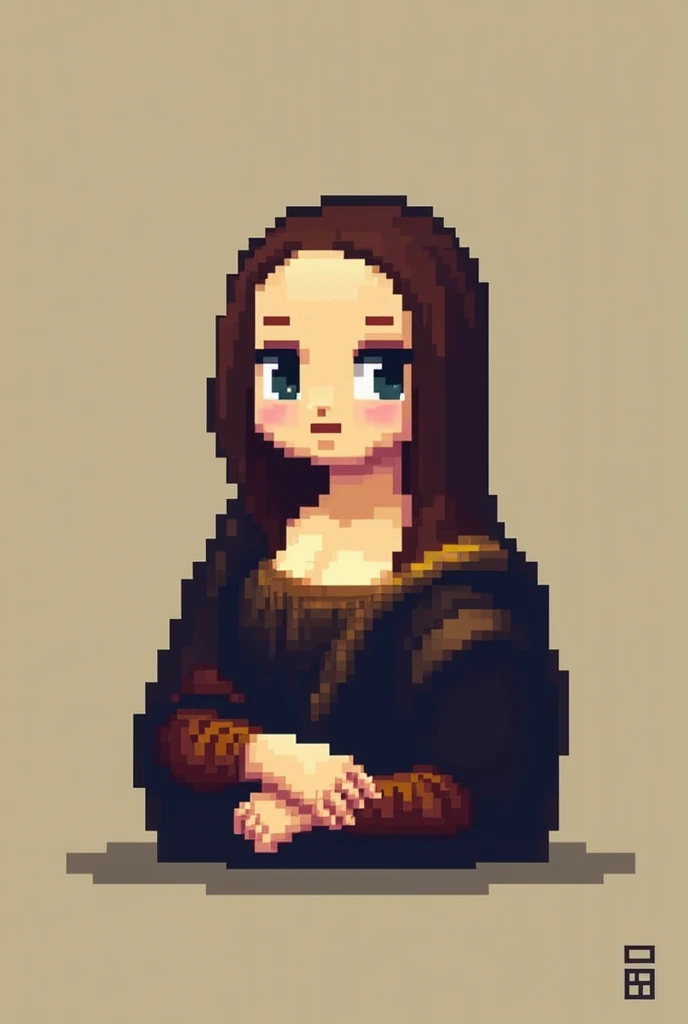 Monalisa in the form of a doll from the game Among Us pixcel art 32x32 to copy

