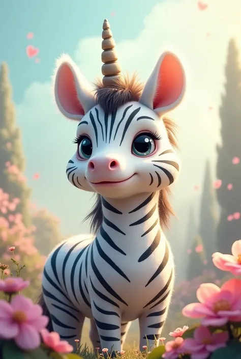 fusion of a zebra and a unicorn forming a cute animal