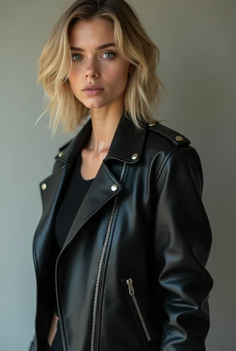 Blonde in a leather jacket 