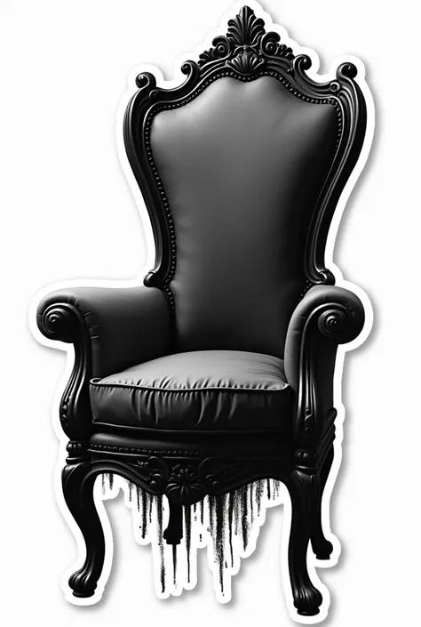 Classic chair drawing in creepy art, black and white, sticker with white background