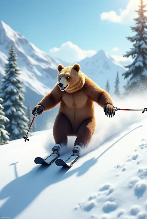 A bear skiing 