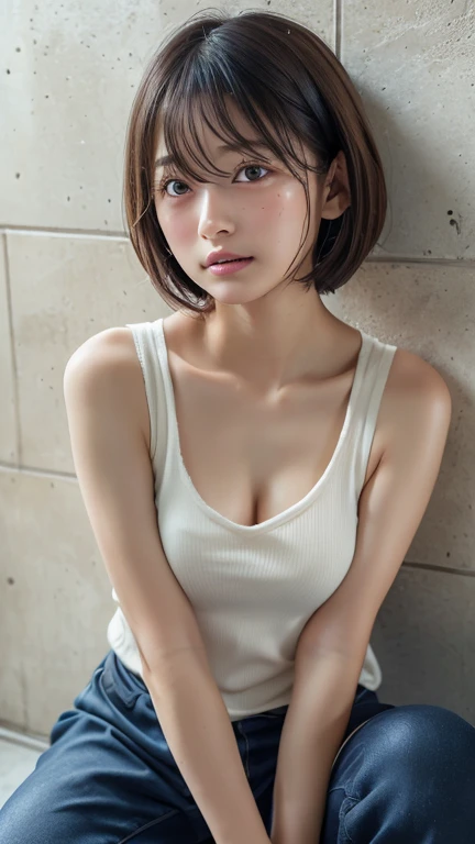 ((software: 1.4)),((Detailed face, Professional photography)), ((software, Tank tops)), Ultra-high resolution, (Realistic: 1.4), RAW Photos, Best Quality, (PhotoRealistic Stick), concentrated, Soft Light, ((Bobcut)), ((Japanese)), (( (Young Face))), (Depth...