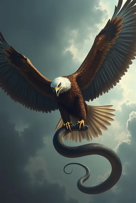 an eagle with a snake in its claws