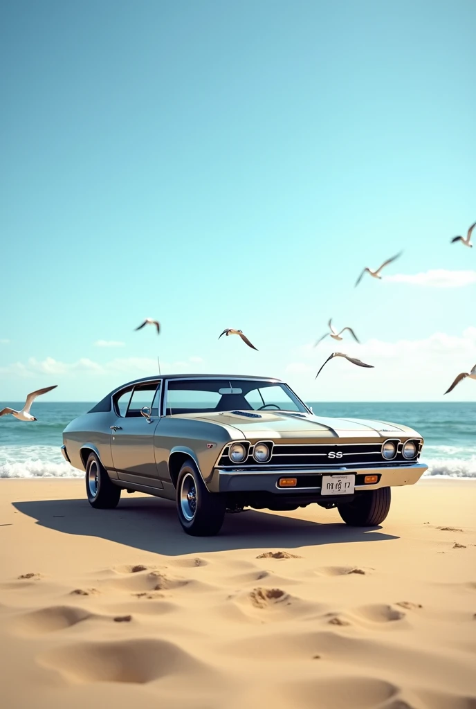 1968 Chevrolet Chevelle car on a beach background realistic images