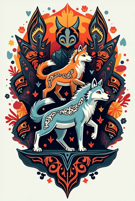 cultural festival logo with wolves